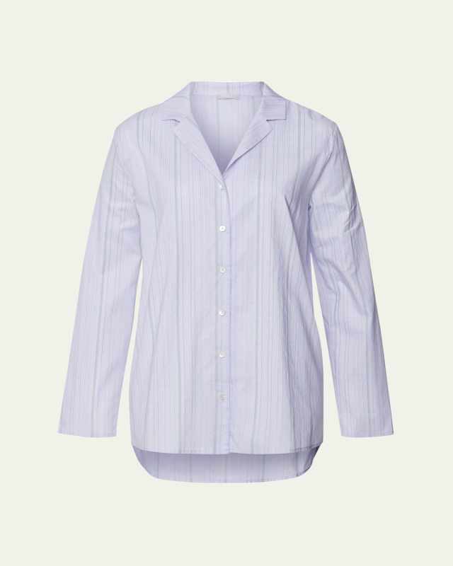 Striped Woven Cotton Sleep Shirt